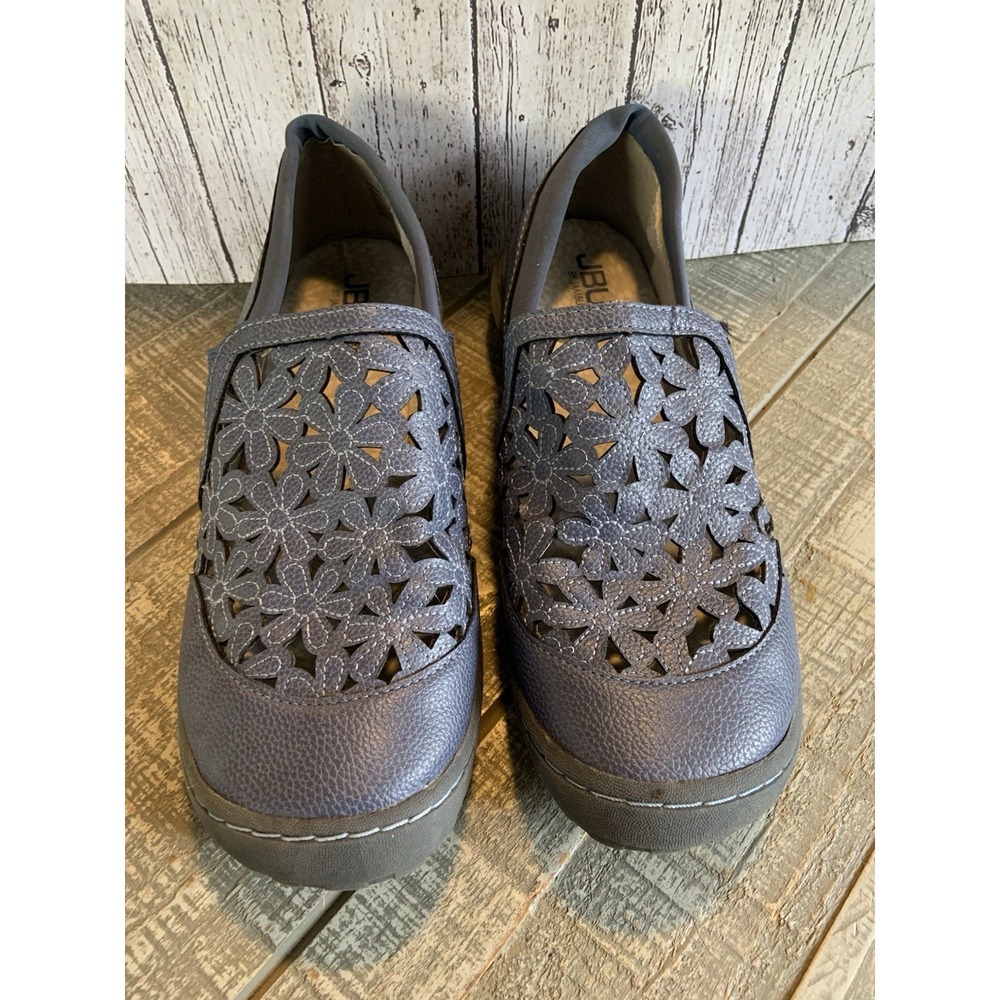 JBU Jambu Womens Shoe 8.5M Wildflower Moccasin  Charcoal Blue Casual Slip On EUC